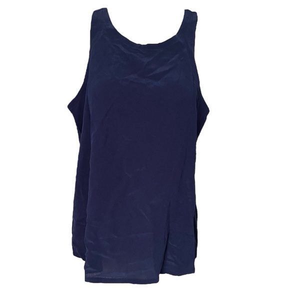 Chaser Crepe De Chine Silk Pacific Navy Blue Tank - Size S - Picture 1 of 2